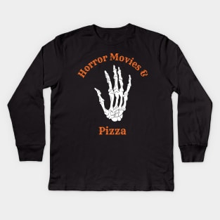 Horror Movies and Pizza| Halloween Party Kids Long Sleeve T-Shirt